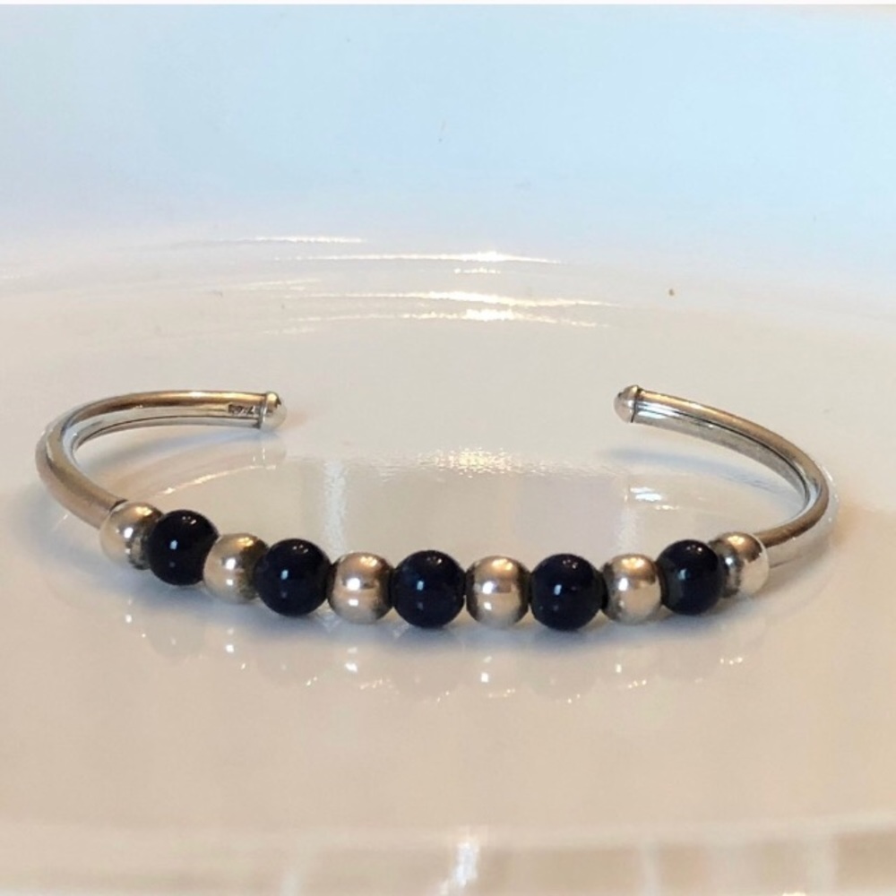 Silpada Sterling Sodalite Bead Flexible Cuff B0693